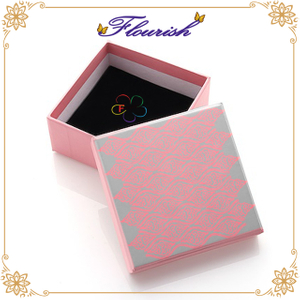 Coffret à bijoux carré romantique rose et gris imprimé