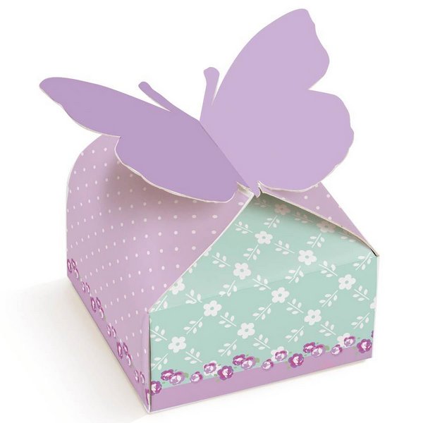 Élément de papillon rose Boîte de papier découpée