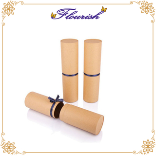 Boîte de papier de stockage de baguettes cylindriques personnalisées avec ruban