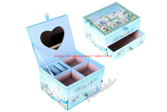 Boîte de rangement personnalisée de cadeau de fleur de bijoux de carton d'impression avec le tiroir