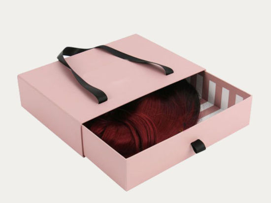 Boîte de tiroir d'extension de cheveux en carton de style simple