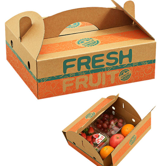 Boîte de papier d'emballage de fruits et légumes frais biodégradable pour supermarché