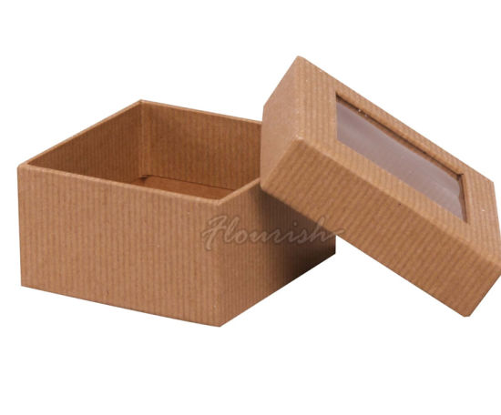 Boîte de papier kraft de stockage de desserts de collation en forme personnalisée avec fenêtre