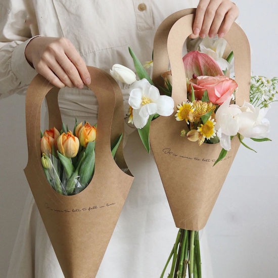 Creative nouveau design en forme de Kraft papier fleur sac d'emballage cadeau