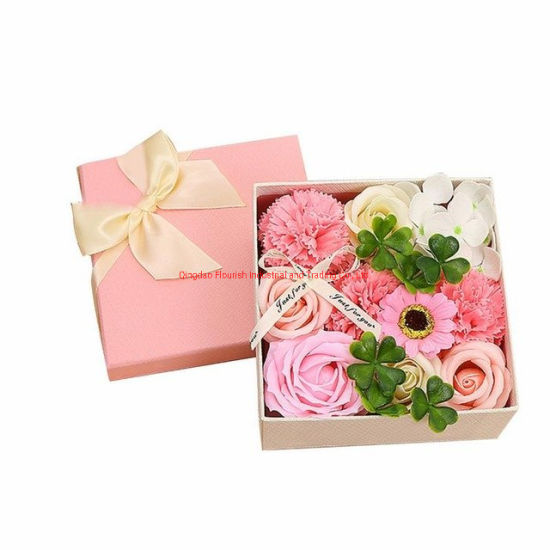 Prix ​​de gros carré en forme de coeur en carton rigide Rose Flower Paper Box