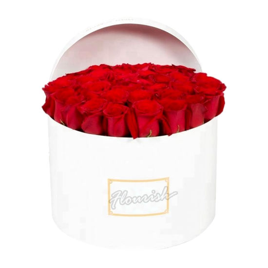 Boîte ronde blanche d'emballage de cadeau de fleur de rose de forme de tube