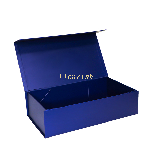 Boîte élégante d'emballage de cadeau de carton de couleur de marine avec la fermeture de ruban