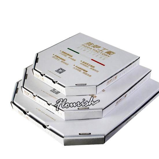 Boîte à pizza en papier ondulé blanc de taille personnalisée