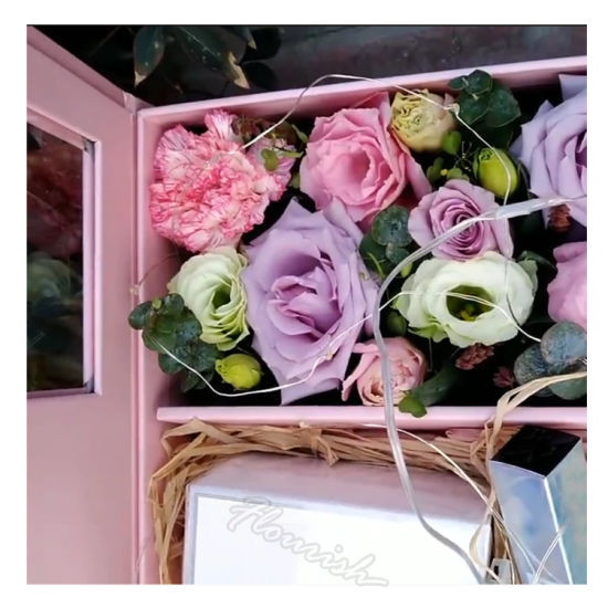 Boîte carrée d'emballage de parfum de fleur de carton pour la Saint-Valentin avec fenêtre