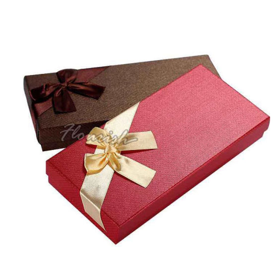 Boîte d'emballage cadeau en papier de lin de couleur bordeaux de qualité supérieure