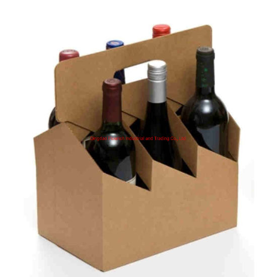 Boîte de panier d'emballage de bouteille de vin en papier ondulé blanc