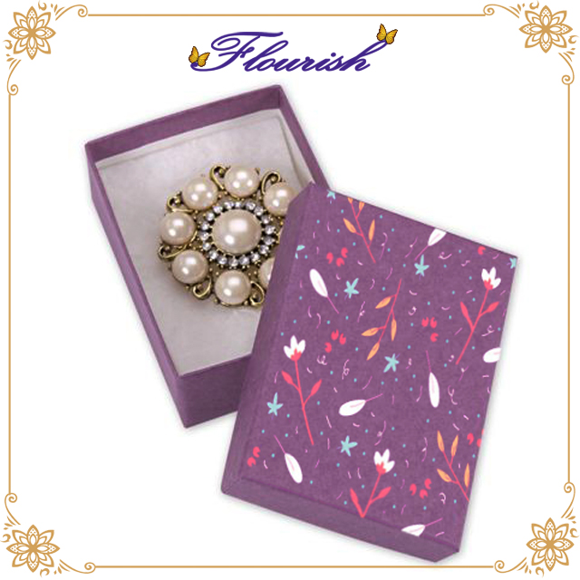 Boîte-cadeau de broche de bijoux de papier d'art de texture spéciale pourpre