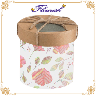 Boîte ronde de stockage de fleurs en papier de lin à impression florale