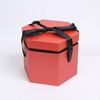 Boîte d'emballage de cadeau de fleur de carton d'hexagone pour des Valentines avec le ruban