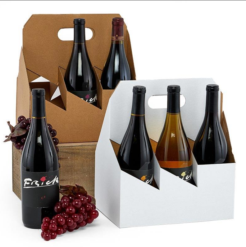 Nouveautés Boîte de panier d'emballage de bouteille de vin en papier ondulé